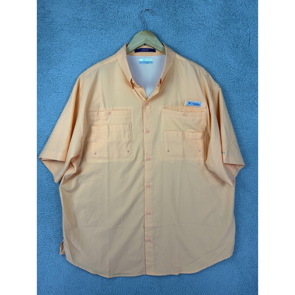 Columbia PFG Tamiami Shirt Mens XL Orange Short Sleeve Omni-Shade Vented Fishing